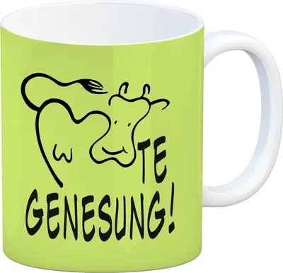 Produktbild von KUHte Genesung Kaffeebecher mit Kuh Motiv in grün