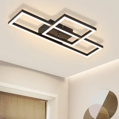 Produktbild von ZMH Deckenlampe LED Deckenleuchte 20W Wohnzimmerlampe Warmweiß Küchenlampe Modern Design Schwarz Schlafzimmer Lampe Eckig Deckenbeleuchtung