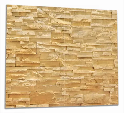 Produktbild von Wallario Herdabdeckplatte aus Glas, Größe 60 x 52 cm 2-teilig, Motiv Steinwand gelb-orange