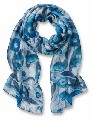Produktbild von styleBREAKER Damen Schal Blumen Muster Viskose, Blau