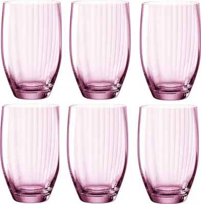 Zdjęcie produktu dla Szklanka do drinków Leonardo Poesia, różowa, 460 ml, idealna na letnie napoje, pojemność 460 ml, szkło, kolor różowy, średnica 70 mm, wysokość 130 mm