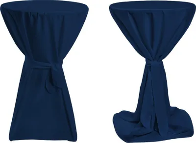 Produktbild von TexDeko Stehtischhussen Premium mit Schleifenband für Bistrotisch Bartisch Blau Ø 80cm Durchmesser