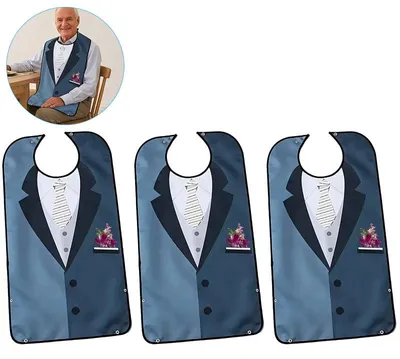 Produktbild von Polyester Lätzchen 3 Stück Erwachsene wasserdicht Auffangtasche 84x44cm verstellbarer Halsverschluss für Senioren Alltagsgebrauch