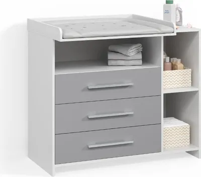 Immagine prodotto di Fasciatoio Livinity Torino Bianco/Grigio con cassetti, Model 58778