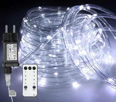 Zdjęcie produktu dla Fiqops LED oświetlenie linowe zewnętrzne oświetlenie linowe wróżki zimne białe 30m z pilotem zdalnego sterowania