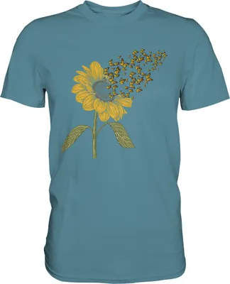 Produktbild von Schmetterling Sonnenblumen T-Shirt Gärtner Geschenk – Stone Blue / 3XL