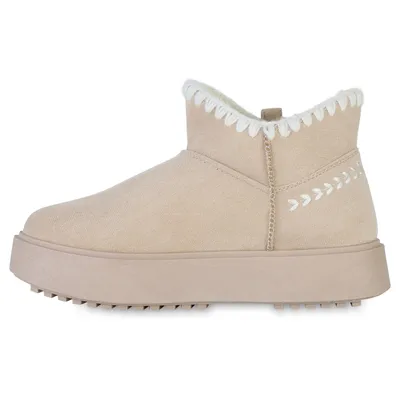 Produktbild von VAN HILL Damen Warm Gefütterte Winter Boots Stiefeletten Bequeme Schuhe 841456, Farbe: Beige, Größe: 40