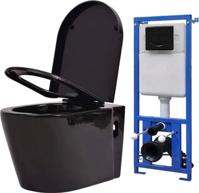 Produktbild von Hänge-Toilette mit Unterputzspülkasten Keramik Schwarz