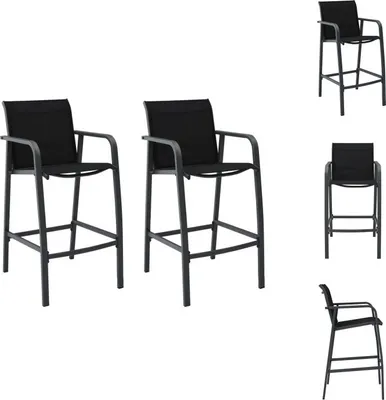 Image de vidaXL Chaises de bar de jardin 2 pcs noir Textilène - Chaises de jardin