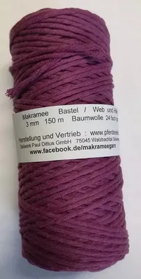 Image de Fil à macramé Fil en coton pour bricolage VIOLET 150 mètres 3 mm SECURISE