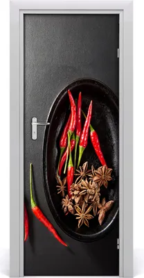 Produktbild von Tulup Türaufkleber 75x205 cm Dekorative Aufkleber Selbstklebend Wasserdichte Tapete Abnehmbar Schlafzimmer Wohnzimmer Wohnkultur - Chilischoten