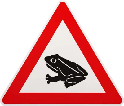 Produktbild von ORIGINAL Verkehrszeichen Nr. 101-14 Amphibienwanderung SL 630 mm Aufstellung rechts Verkehrsschild Schild Verkehrsschilder Schilder Vorsicht Warnung Warnschild Straßenschild Straßenzeichen RAL