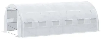 Produktbild von Gewächshaus Garten - Tunnelgewächshaus 18 m² 6x3x2 m - Tür mit Reißverschluss - Hochrollbare Seitenwände - 12 Fenster - Dichte PE-Folie Stahlrahmen - Armeegrün