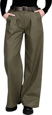 Produktbild von 403_Mississhop Damen Hose aus Kunstleder mit Gürtel Oliv