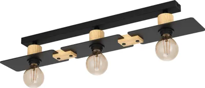 Produktbild von EGLO Deckenleuchte Bramerton, Deckenlampe, Wohnzimmerlampe aus Holz und Metall, FSCM70HB, Deckenbeleuchtung Wohnzimmer und Flur, E27 Fassung