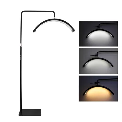Produktbild von Andoer HD-M6X 36W Boden-LED-Videoleuchte Halbmondförmiges Fülllicht 3200K-5600K Dimmbar mit 180cm Metalllichtständer Telefonhalter Fernbedienung