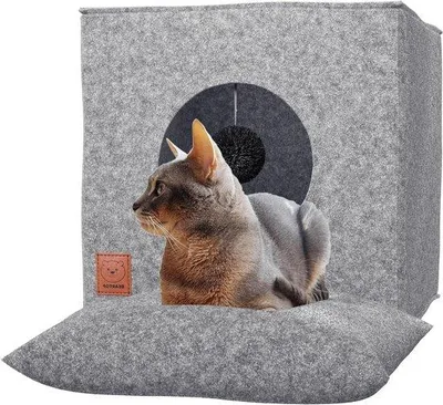 Produktbild von Famanu Katzenbett mit Katzenkissen für Kallax Katzenmand - komfortabel und stilvoll