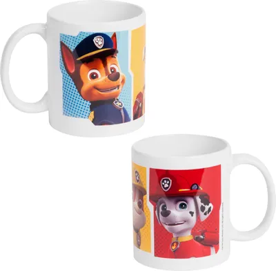 Produktbild von Paw Patrol Tasse für Kinder - Rubble, Chase und Marshall Kinderbecher aus Porzellan 320 ml