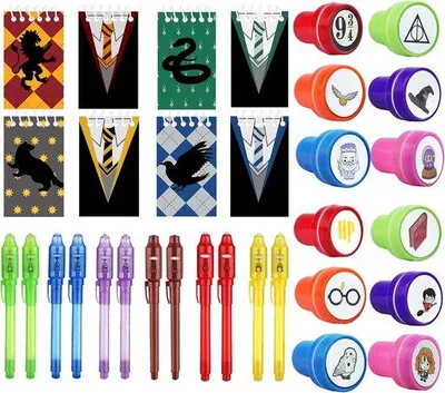 Produktbild von Gastgeschenke für Kinder - 12 UV-Stifte, 12 Notizbücher und 12 Stempel