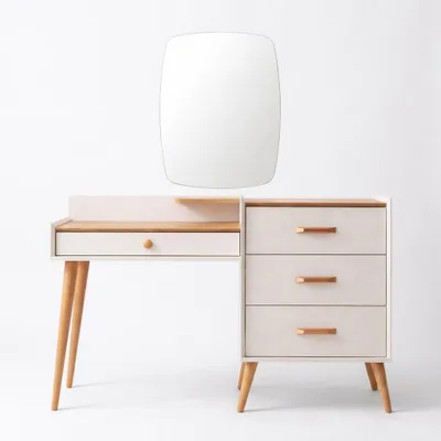 Productafbeelding van Stijlvolle witte make-uptafel, houten tafel, commode, slaapkamer meubels