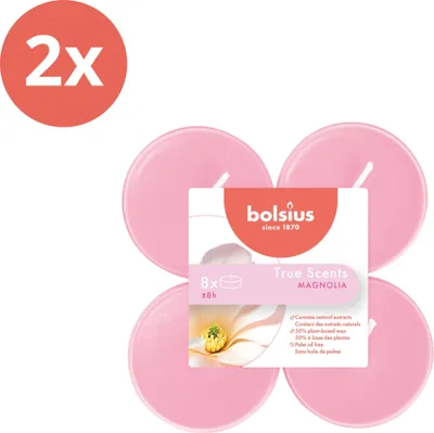 Produktbild von Bolsius - True Scents - Maxi - Duft-Teelichter - 8 Stück pro Packung - Klare Tasse - Magnolie - Vorteilspack - 16 Stücke - 2 Verpackung