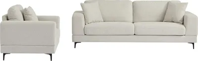 Produktbild von 3-Sitzer Sofa und Sessel mit beigem Strukturbezug - JAMOLO