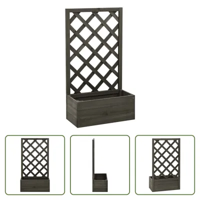 Image de The Living Store Treillis de jardin avec bac à fleurs Gris 50x25x90 cm Bois de sapin