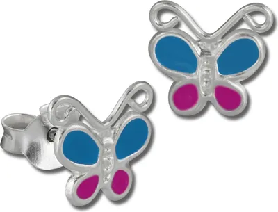 Produktbild von Teenie-Weenie Ohrstecker Kinder Silber rosa Schmetterling Ohrringe SDO8127H