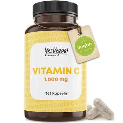 Produktbild von YesVegan® Vitamin C 1000 hochdosiert Immunsystem 365 Kapseln