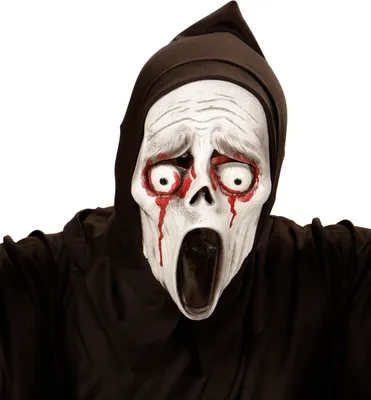 Produktbild von WIDMANN Halbmaske Screaming ghost mit blutigen Augen und Kapuze