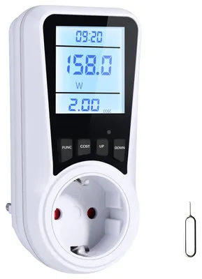 Zdjęcie produktu dla Vinabo Elektryczny miernik zużycia energii, licznik mocy, zużycie energii, 16 A/3680 W, włoski licznik energii z wyświetlaczem LCD, 7 trybów monitorowania,