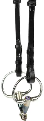 Image de Ps Of Sweden Flat French Hook & Selectable Cradles White Stitching Pièce de mors de la bride Noir Full Noir Full