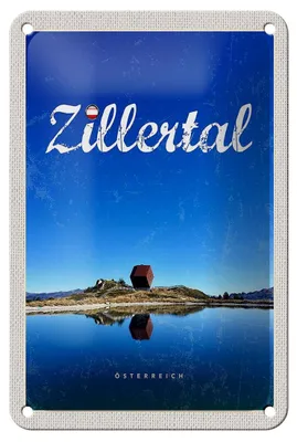 Produktbild von Blechschild Reise 12x18cm Zillertal Österreich See Wanderung Schild