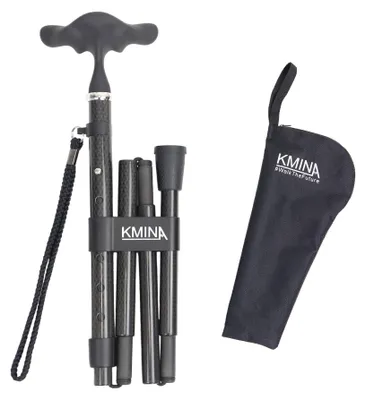 Produktbild von KMINA Gehstock Carbon klappbar 82-92 cm, Spazierstock mit Softgriff