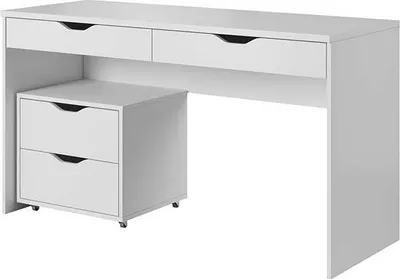 Produktbild von Schreibtisch mit Rollcontainer MATI (Weiß matt)