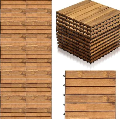 Image de Lames de bois 30 x 30 cm, marron, pour balcon et terrasse