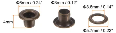 Produktbild von 100 Satz Tš¹llen Kit Metall ?sen 3mm Tš¹lle Werkzeug fš¹r Schuhe Kleidung Gš¹rteltasche DIY Projekt Planen Tasche (Bronze)