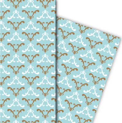Produktbild von Ornamentales Geschenkpapier für Weihnachten, zur Taufe, Hochzeit, hellblau - G9901, 32 x 48cm