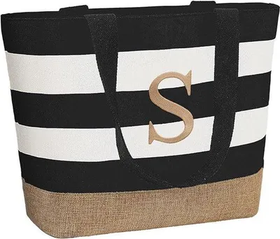 Produktbild von Gepersonalisierte Strandtas für Frauen mit Rits, große Tasche mit Initialen, Geschenk für Freundin, Frau, Kollegin, Mutter, Schwester.