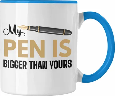 Produktbild von Trendation - My Pen Is Bigger Than Yours Tasse Geschenk Lustiger Spruch Erwachsener Humor Versauter (Blau)