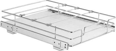 Produktbild von SucceBuy Ausziehbarer Schrank-Organizer, 30,5 cm B x 43,2 cm T, robuste ausziehbare Vorratsregale, ausziehbare Schubladen aus verchromtem Stahl für Küchenschränke, Badezimmer, Aufbewahrung unter der Spüle
