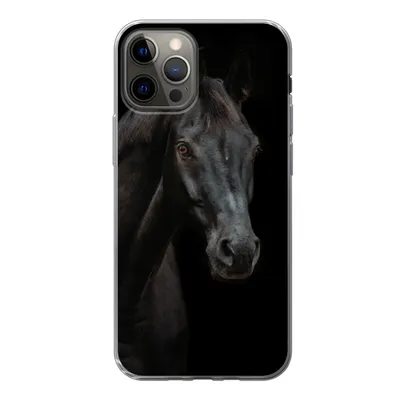 Produktbild von MuchoWow® Handyhülle Schutzhülle Hülle für iPhone 12 Pro Pferd - Nutztier - Schwarz Silikon Softcase Handy Hülle - Abdeckung