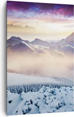 Produktbild von Bild auf Leinwand - Leinwandbild - Einteilig - Berge Schnee Winter - 80x120cm - Wand Bild - Wanddeko - Wandbilder - Leinwanddruck - Wanddekoration - Leinwand bilder - Wandbild - PA80x120-3596