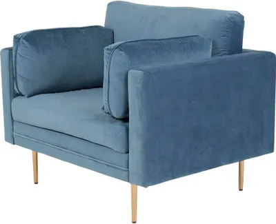 Productafbeelding van FURNLUX Fauteuil Boom, blauw en goud, 110 cm / Hoofdkleur: blauw / Afmetingen: 110 x 90 x 88 cm