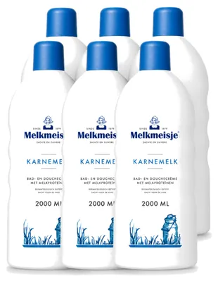 Zdjęcie produktu dla 6 sztuk pianki do kąpieli i prysznica Melkmeisje Karnemelk - 2000 ml - zestaw ekonomiczny