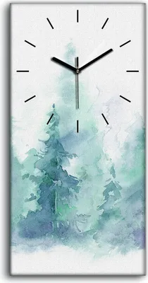 Produktbild von Leinwand Wanduhr Wandkunst Uhr 30x60 Landschaft des nebligen Waldes Winter - schwarze Hände