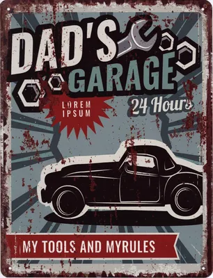 Image de Moritz Retro Deko Plaque de métal Dads Garage Lorem Ipsum Idée de cadeau en métal design vintage pour la décoration