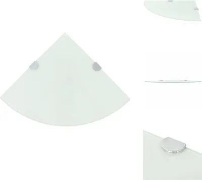 Produktbild von vidaXL Eckregal mit verchromten Halterungen Glas Weiß 25 x 25 cm -  Wandregale