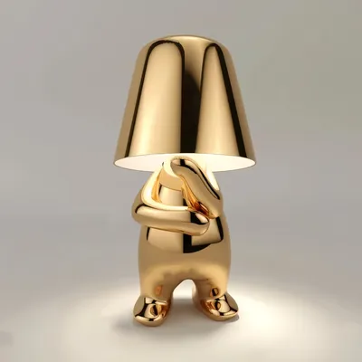 Produktbild von Thinker-Statue LED Nachttischlampe mit Touch-Steuerung,USB-Aufladung,3 Helligkeitsstufen,Kabellose Dimmbare Tischlampe,Dekorative Nachtlicht,(Gold C)