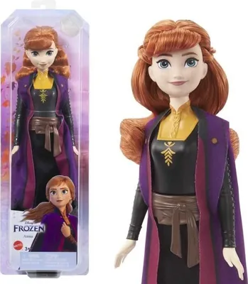 Produktbild von Anna Puppe Die Eiskönigin 2, Mattel Disney, Bewegliche Figur mit Outfit und Accessoires, Stoffumhang, Haare zum Bürsten
